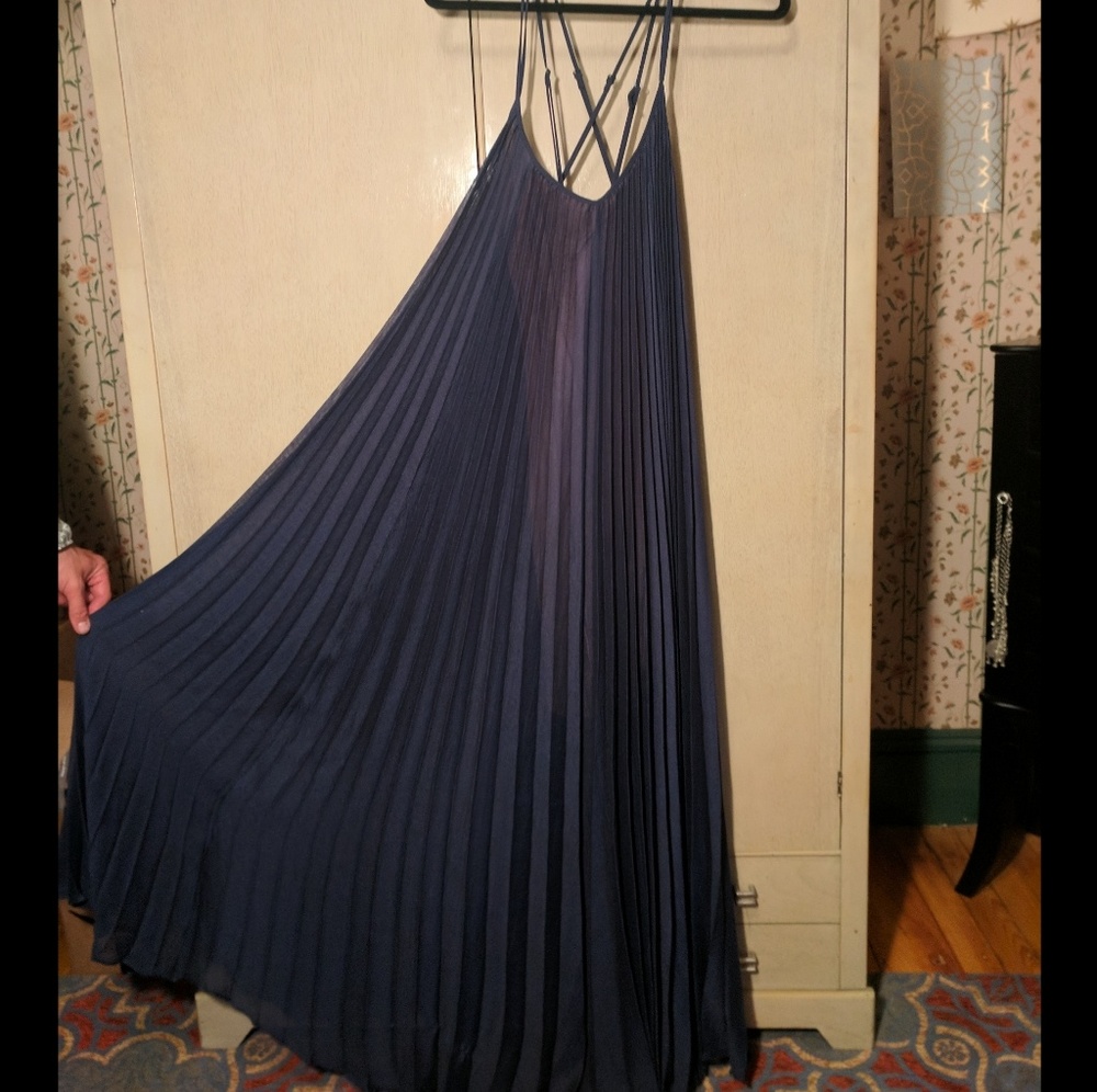 Pleated Navy Blue BCBG Maxidress